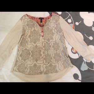 NWOT Style & Co Long Sleeve V-Neck Patterned Shirt